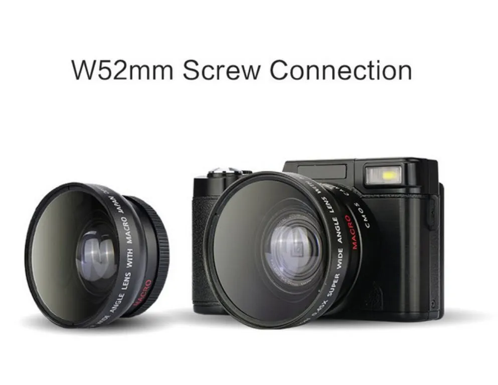 HD 27K flip screen digital camera 30MP 3-inch TFT LCD with lens and strap
