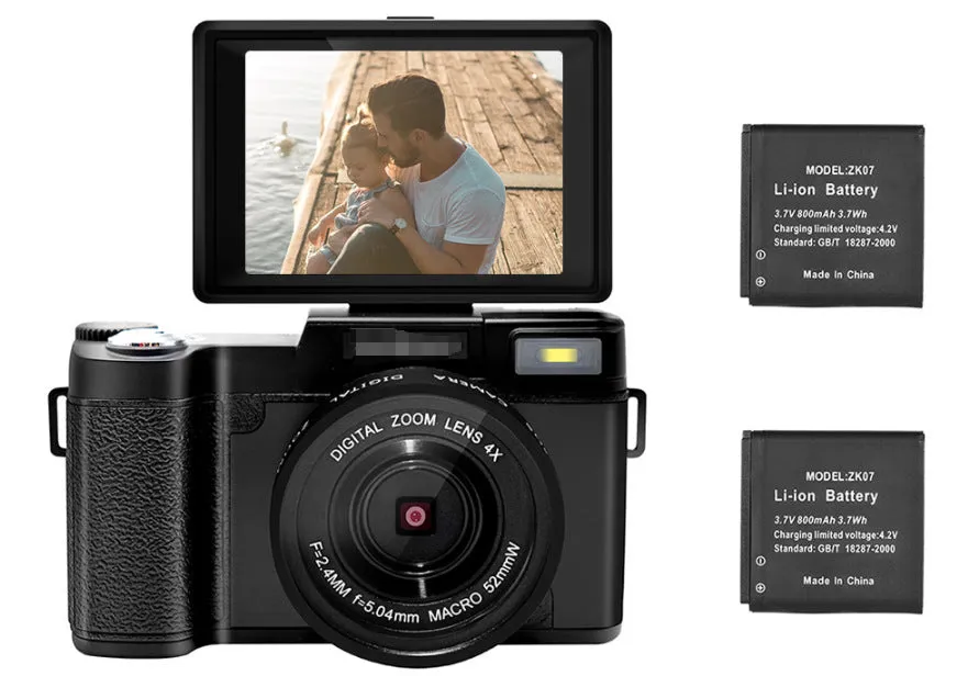 HD 27K flip screen digital camera 30MP 3-inch TFT LCD with lens and strap