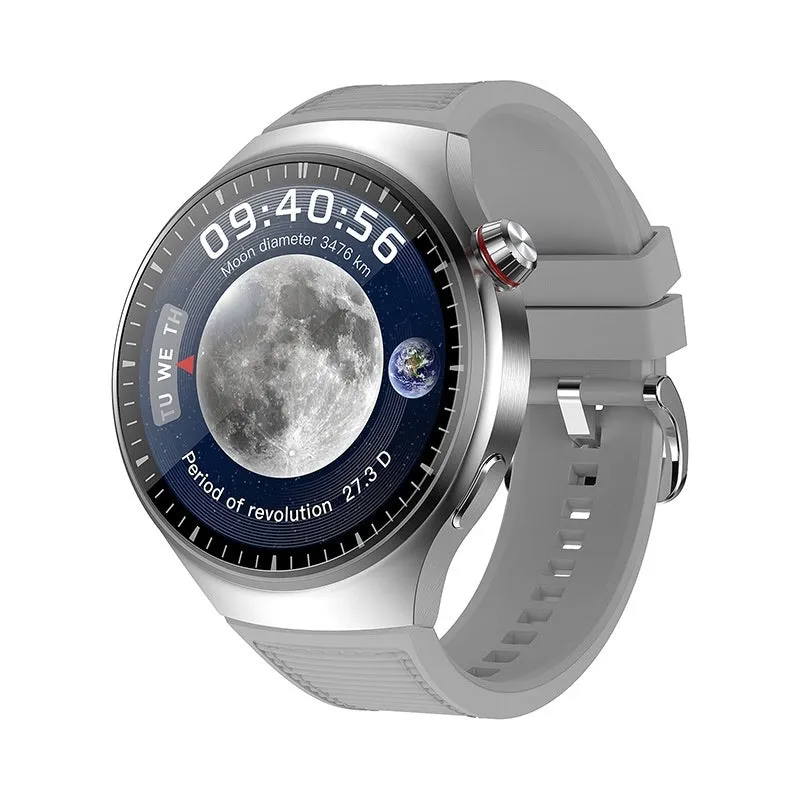 Smart watch with heart rate and blood pressure monitoring, TFT screen, black steel strap, wireless charger