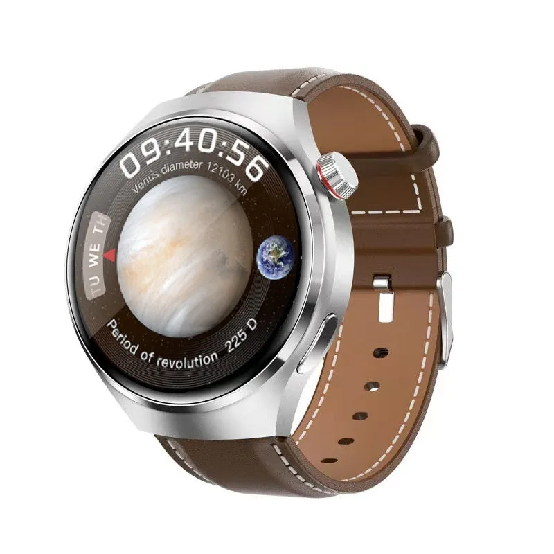 Smart watch with heart rate and blood pressure monitoring, TFT screen, black steel strap, wireless charger