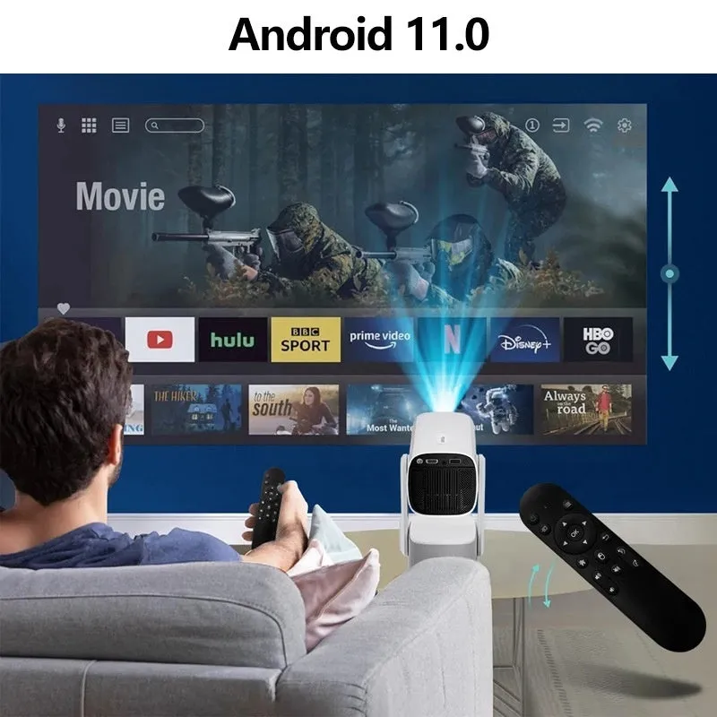White Home Bedroom HD portable video player projector with 720p resolution and remote control