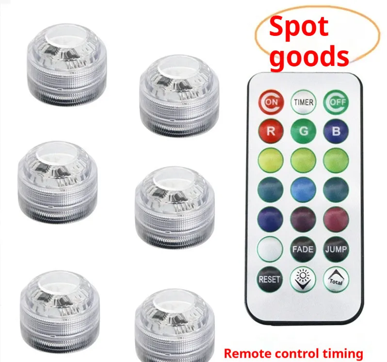LED diamond diving light with remote control, RGB, IP65, plastic shell 3x2.5cm for vase and aquarium