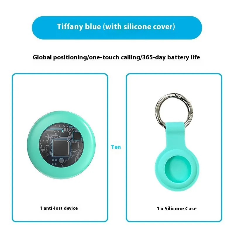 White vehicle anti-theft tracking locator keychain with silicone case and keyring