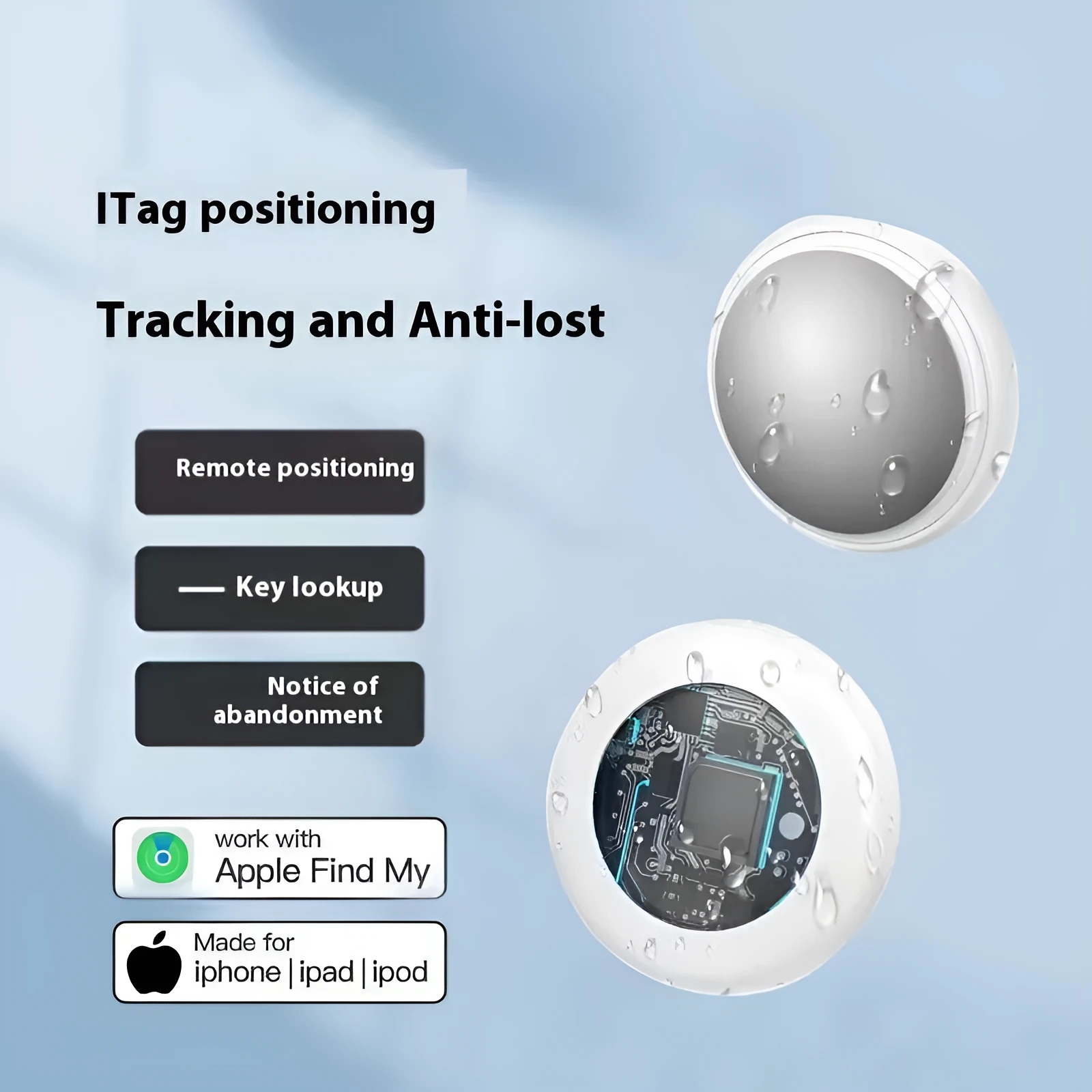 White vehicle anti-theft tracking locator keychain with silicone case and keyring