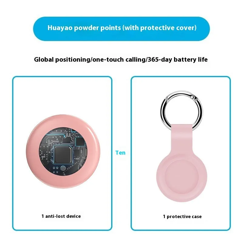 White vehicle anti-theft tracking locator keychain with silicone case and keyring