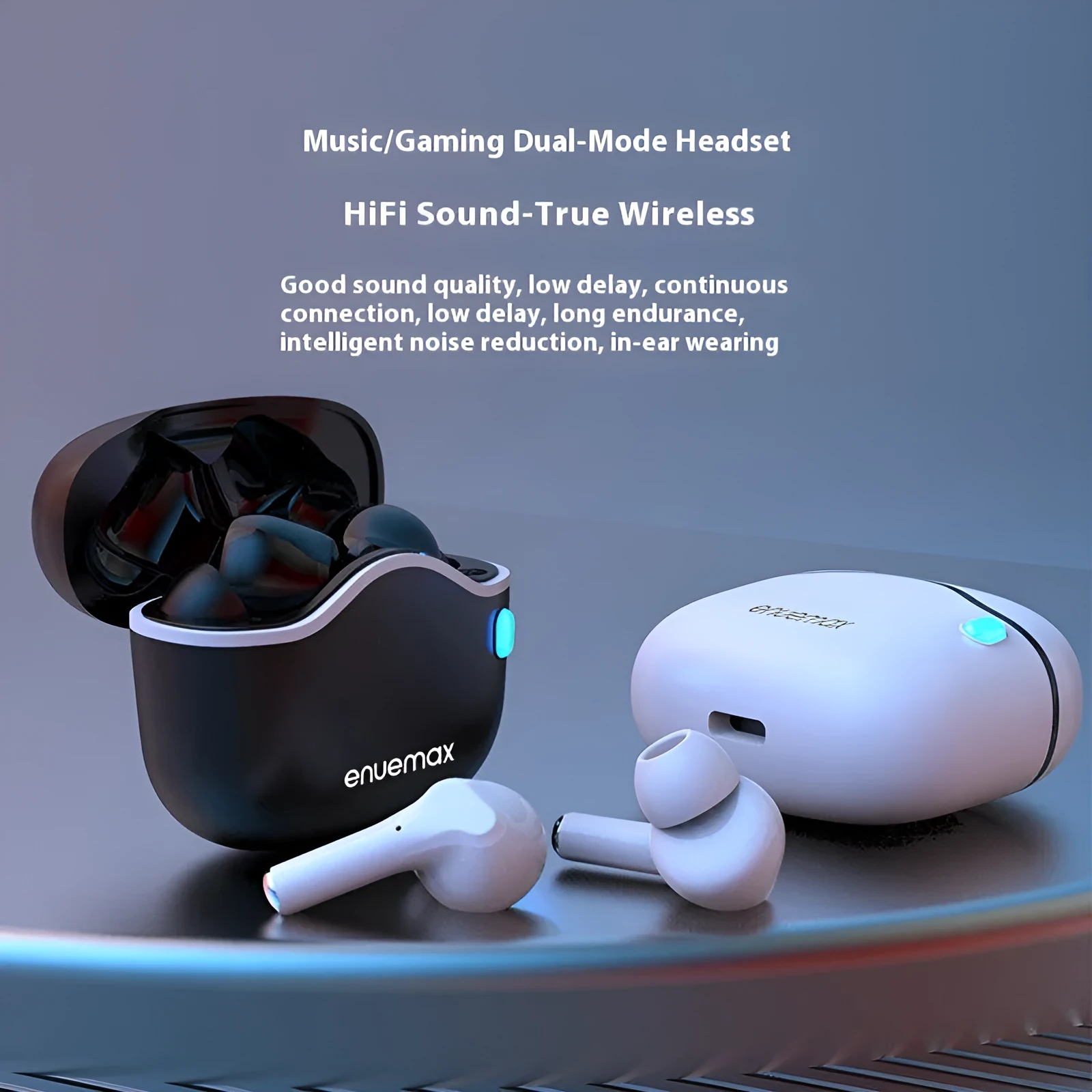 In-ear Bluetooth headset with PC ABS build, waterproof rating, and breathing light in black colour