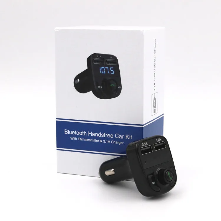 HY82 Car MP3 Bluetooth player unit for cigarette lighter socket with dual USB ports.