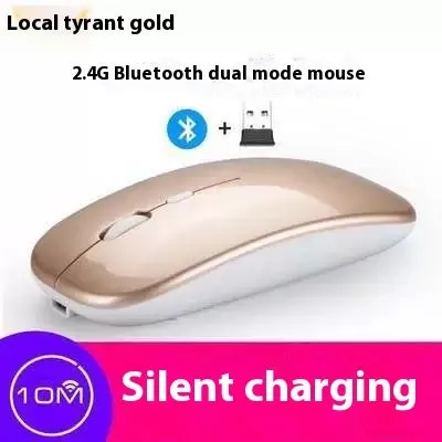Bluetooth dual-mode wireless mouse with USB receiver and charging cable in grey finish