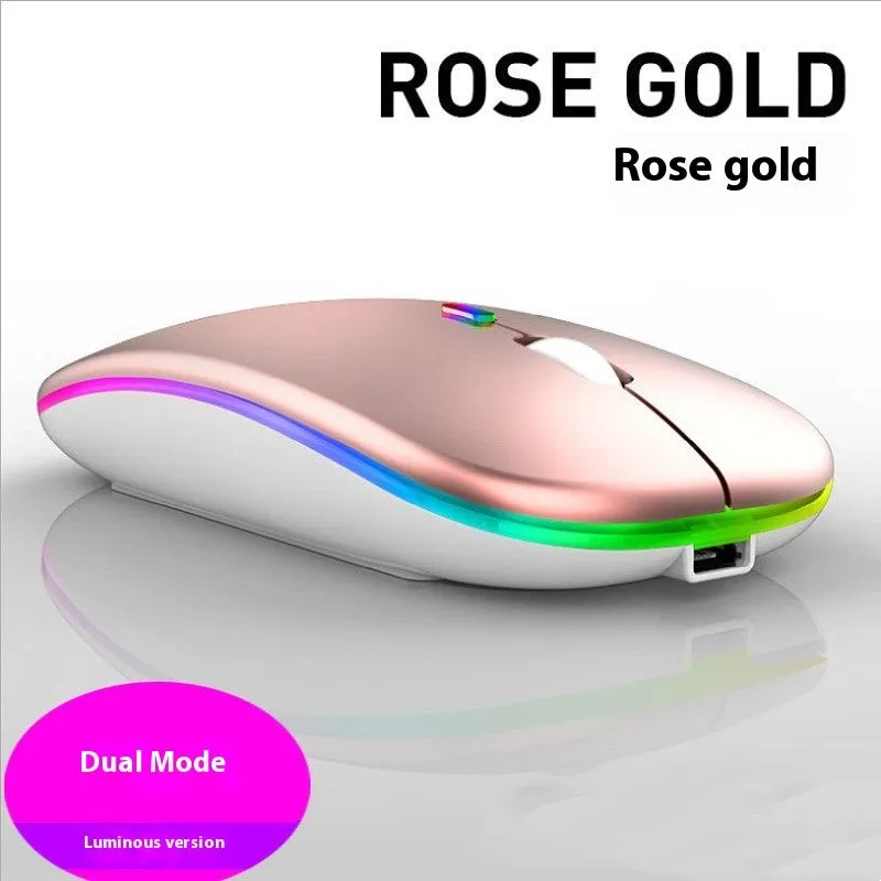 Bluetooth dual-mode wireless mouse with USB receiver and charging cable in grey finish