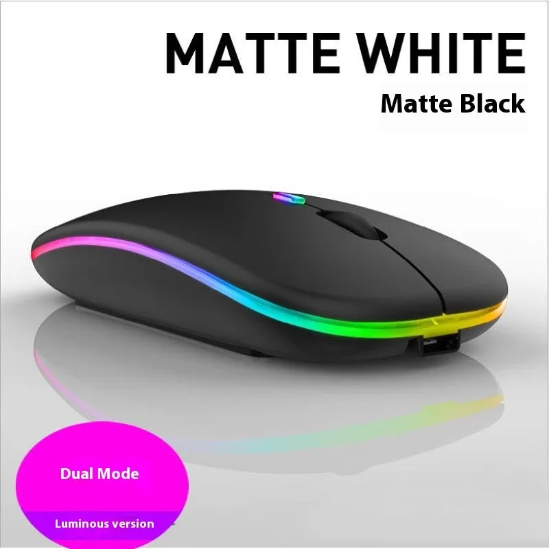 Bluetooth dual-mode wireless mouse with USB receiver and charging cable in grey finish