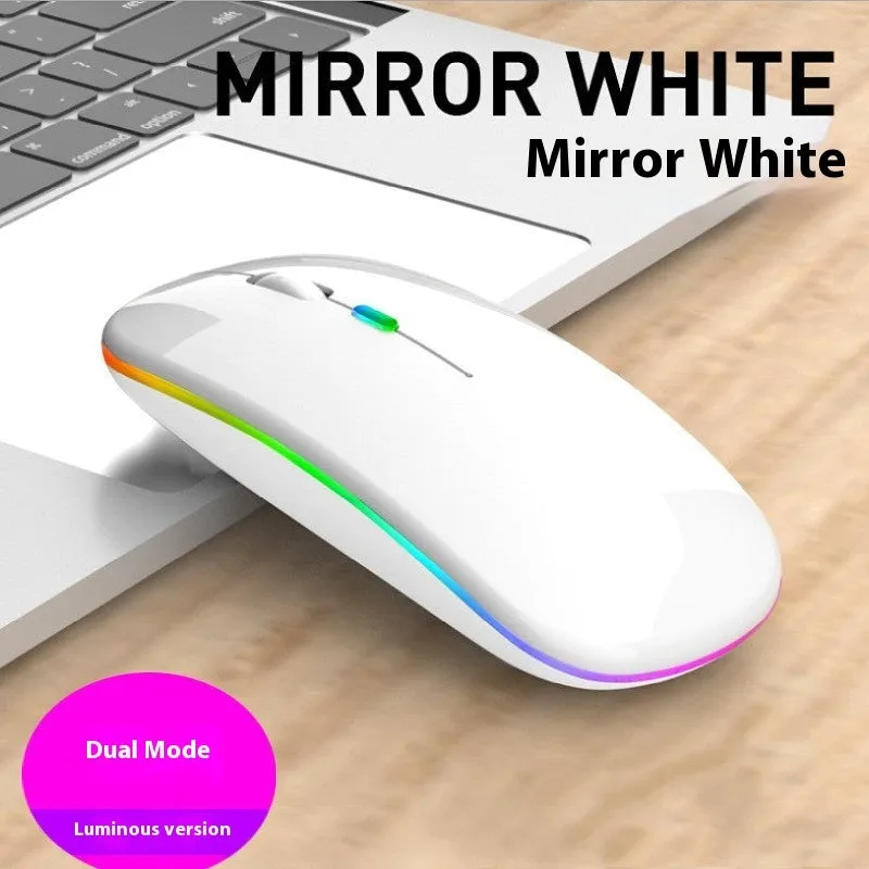 Bluetooth dual-mode wireless mouse with USB receiver and charging cable in grey finish
