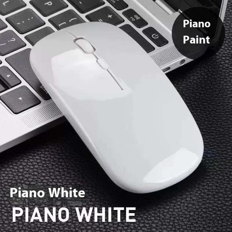 Bluetooth dual-mode wireless mouse with USB receiver and charging cable in grey finish