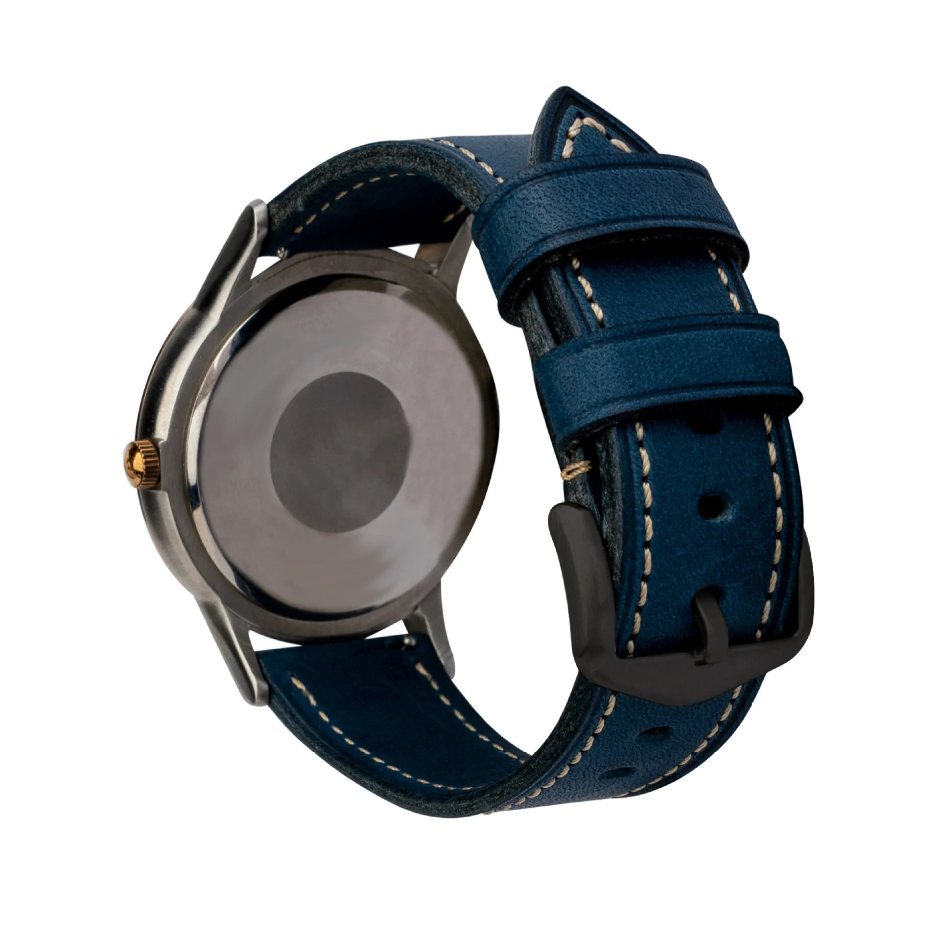 Retro pure cowhide leather watch strap with pin buckle in brown steel colour option