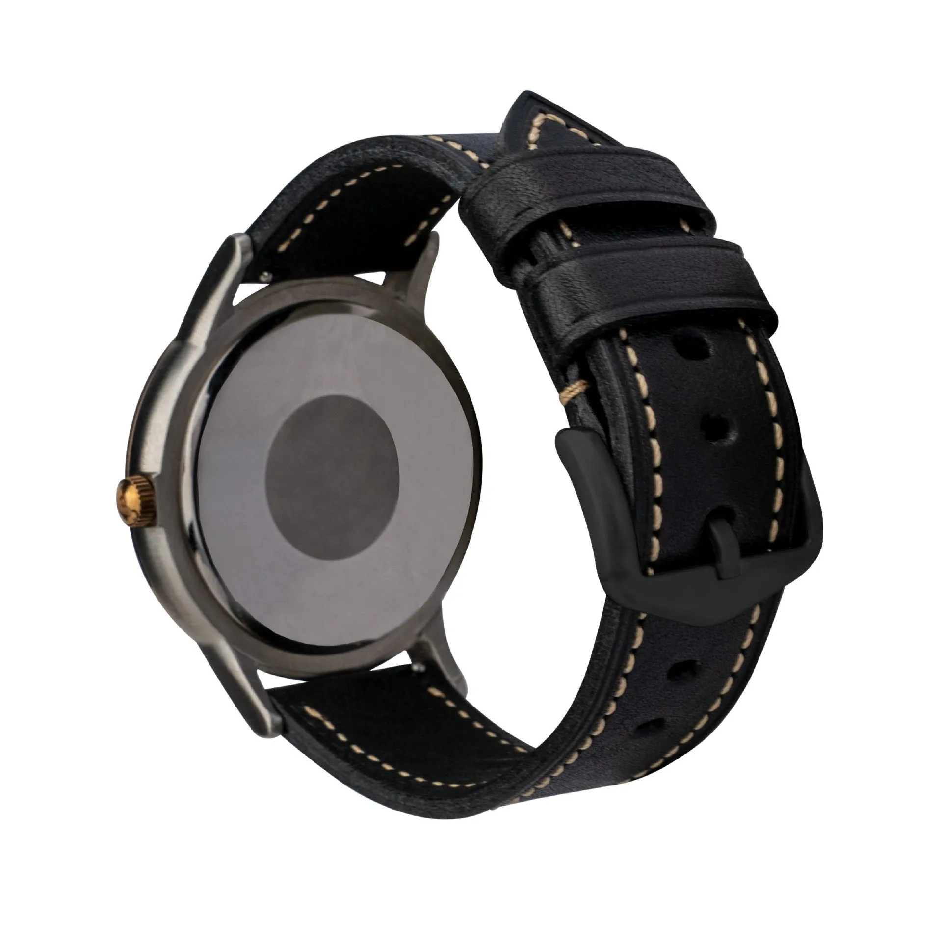 Retro pure cowhide leather watch strap with pin buckle in brown steel colour option