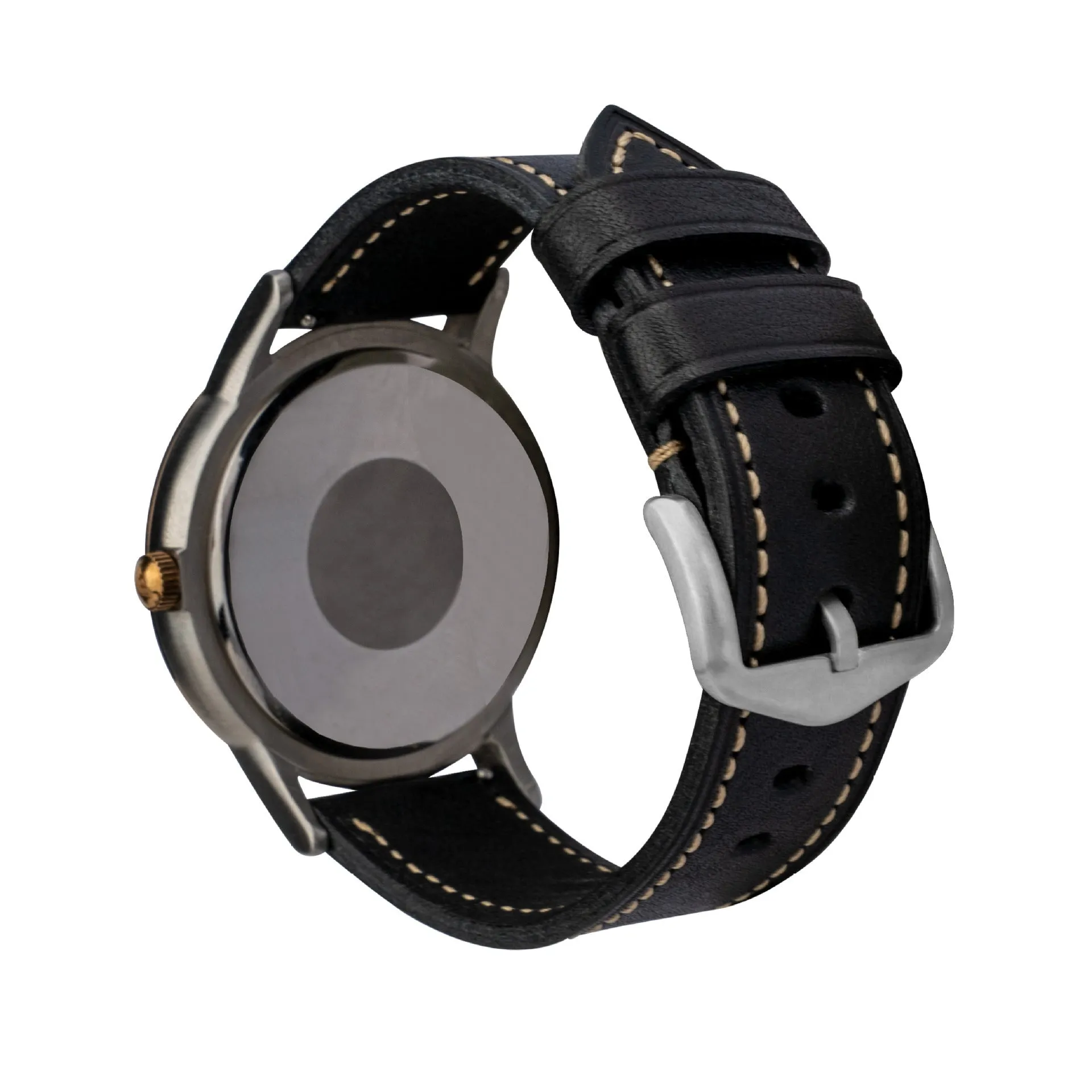 Retro pure cowhide leather watch strap with pin buckle in brown steel colour option