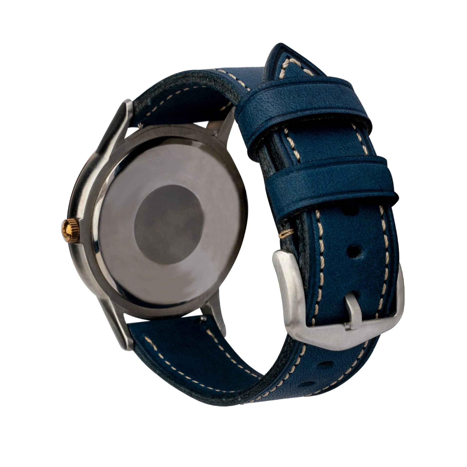 Retro pure cowhide leather watch strap with pin buckle in brown steel colour option