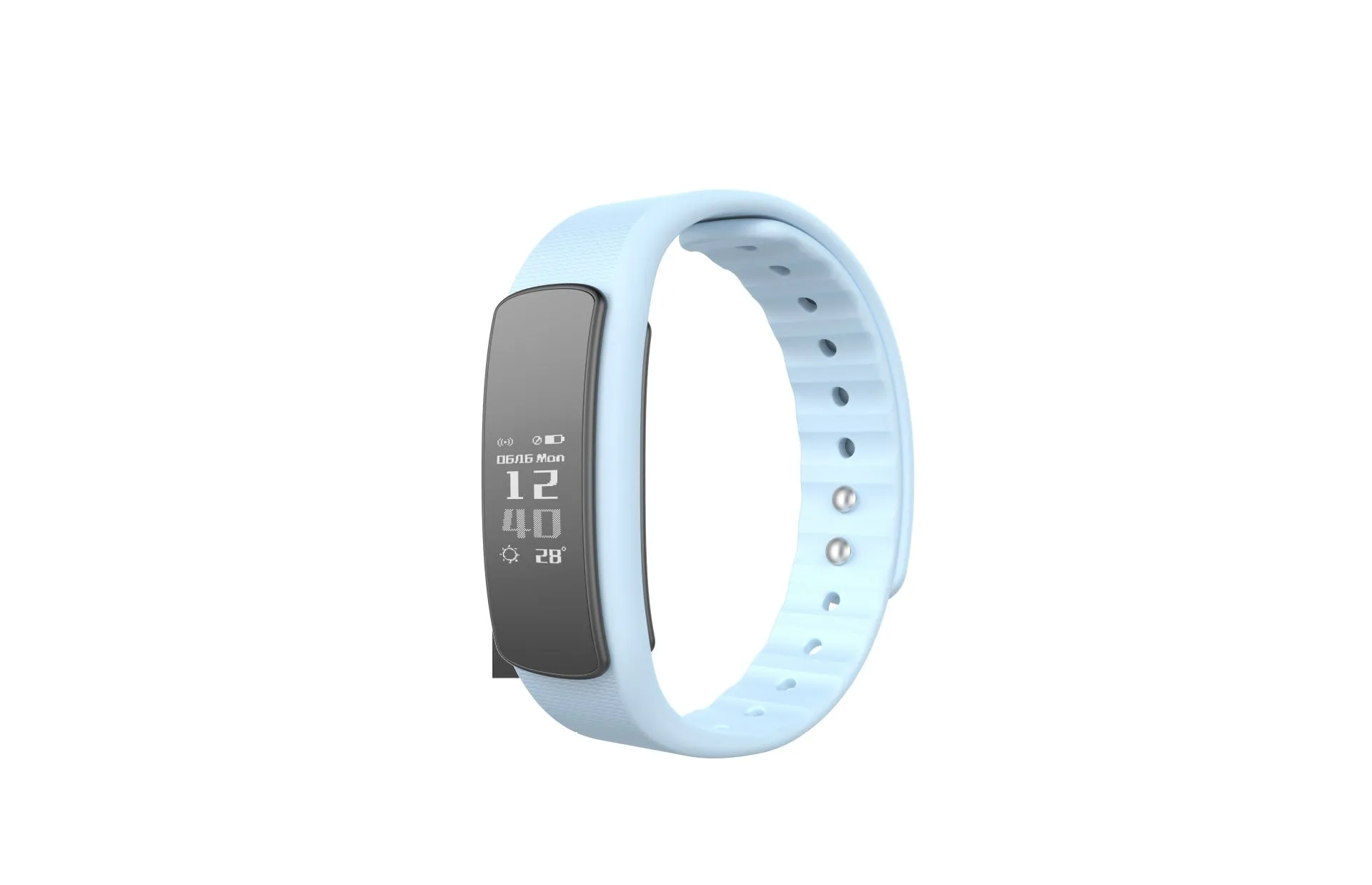 I6 smart sports bracelet with 0.96-inch touch screen shown in black or green colours on wrist