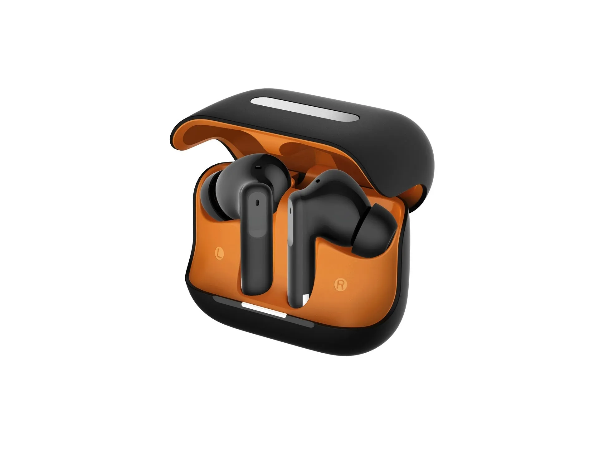 Black wireless Bluetooth headset with active noise reduction in-ear design and 13mm speaker