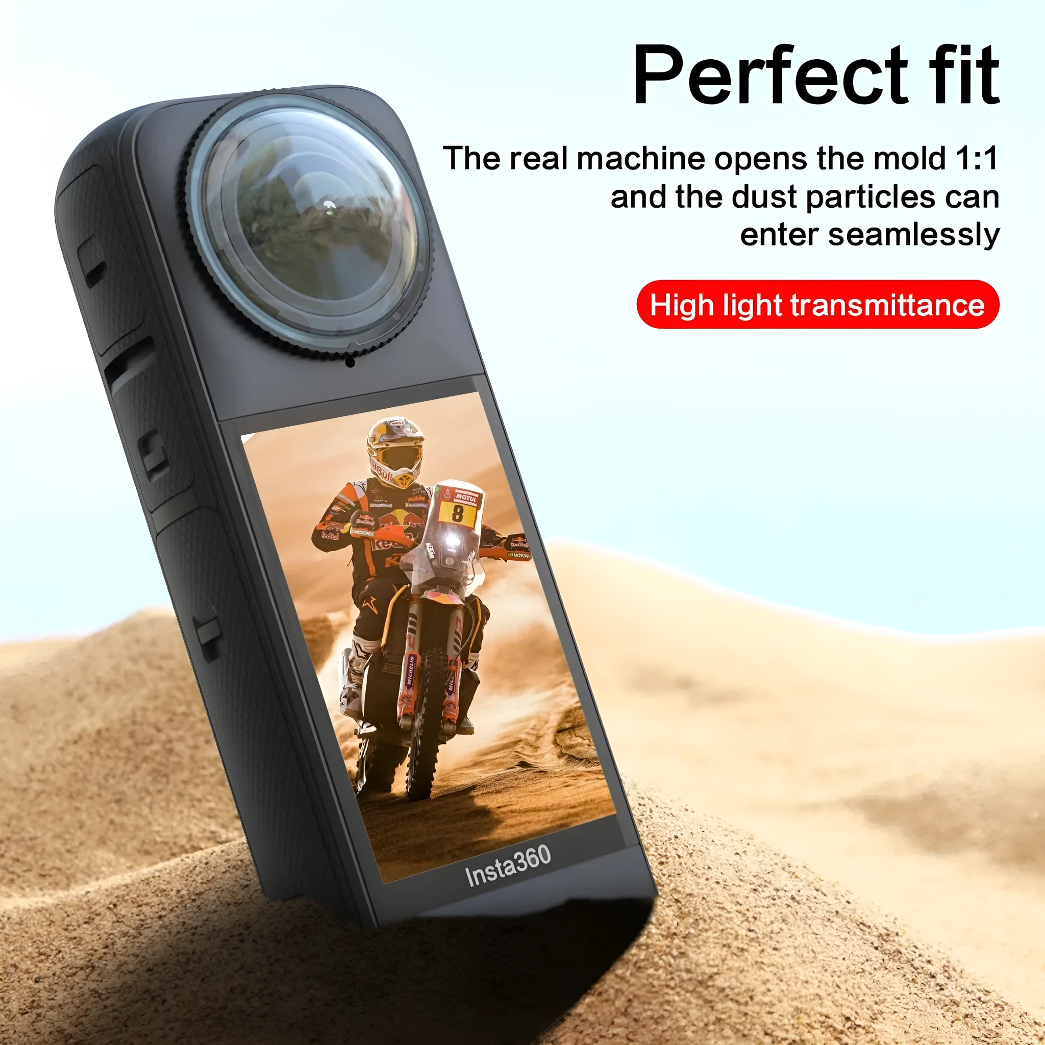Insta360 X4 lens protective glasses rotating glass plastic two-pack accessory on camera