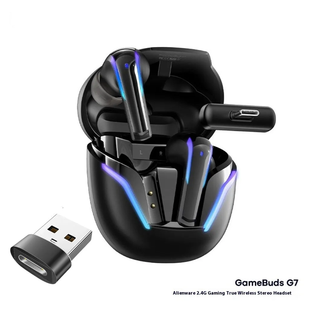 GameBuds G7 StarCraft Black wireless earbuds with gradient breathing light and 2.4G receiver