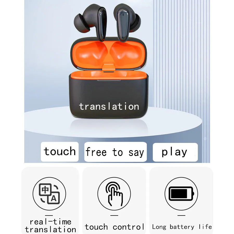 Bluetooth smart in-ear noise reduction headphones in black with charging case
