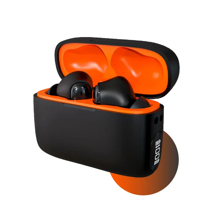 Bluetooth smart in-ear noise reduction headphones in black with charging case