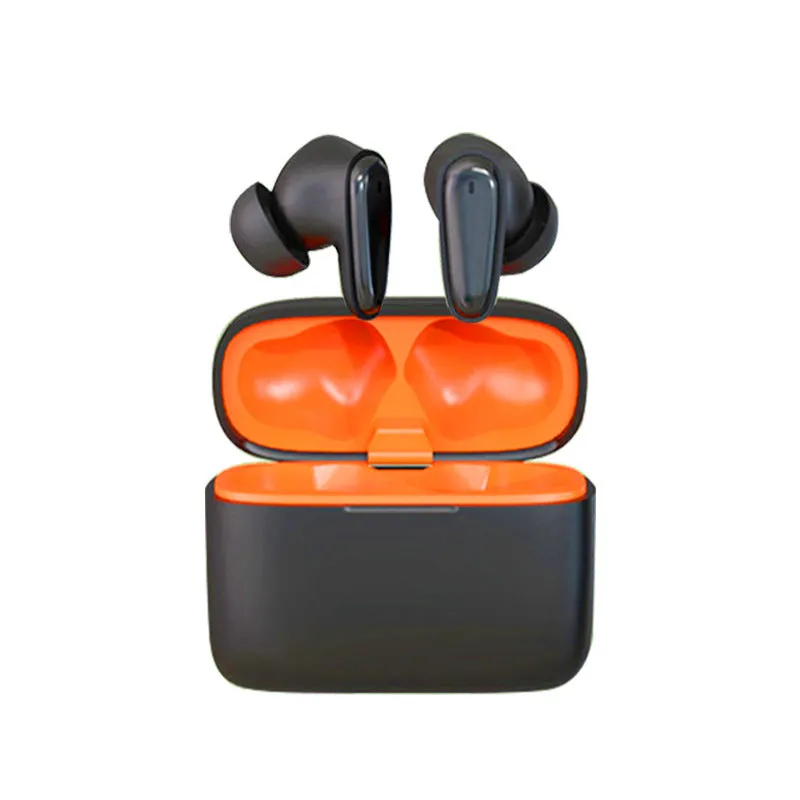Bluetooth smart in-ear noise reduction headphones in black with charging case
