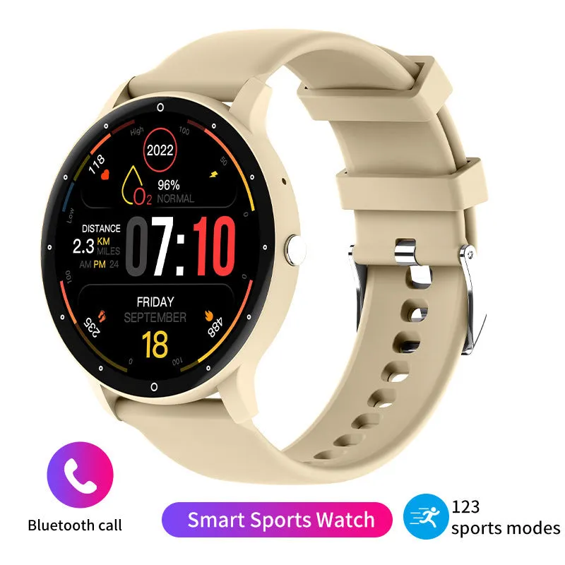 Call ZL02PRO Smart Watch in black with AMOLED screen showing heart rate data, wrist wearing pose