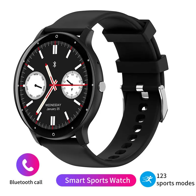 Call ZL02PRO Smart Watch in black with AMOLED screen showing heart rate data, wrist wearing pose