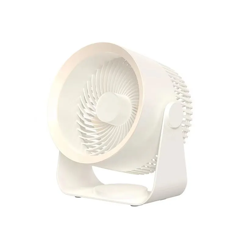 Gray charging mute wall-mounted fan with four blades, brushless motor, and USB power cable