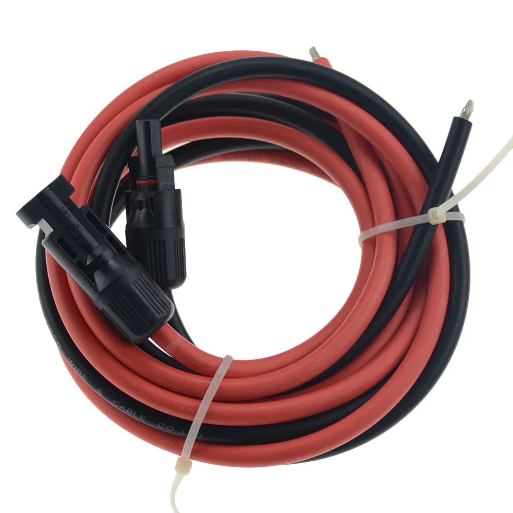MC4 connector solar extension cable with single-head design in black or red colour options