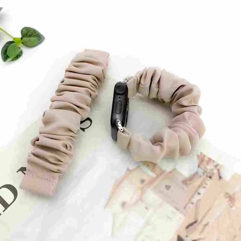 Soft silk satin replacement watch strap for Apple Watch in eight colours, 20mm to 45mm sizes