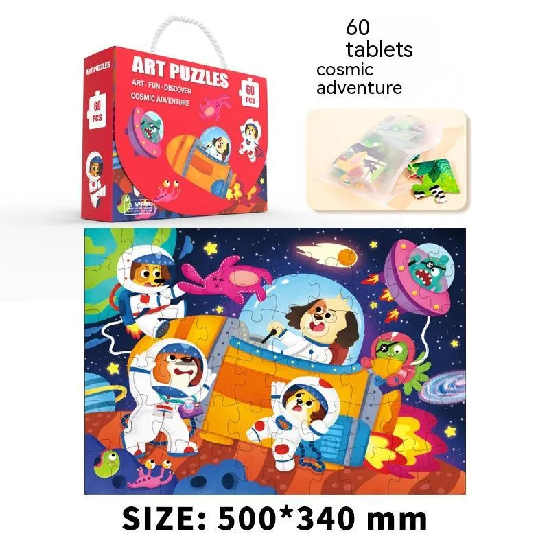 Children's paper puzzle gift box with 100 pieces showing animal world design for ages 4-6