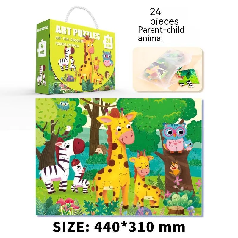 Children's paper puzzle gift box with 100 pieces showing animal world design for ages 4-6