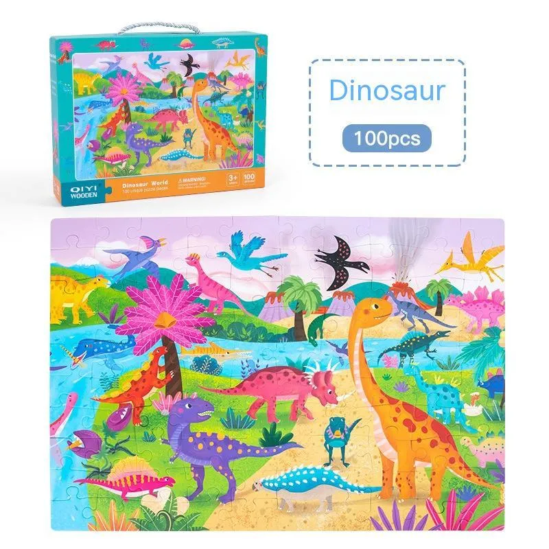 Children's paper puzzle gift box with 100 pieces showing animal world design for ages 4-6