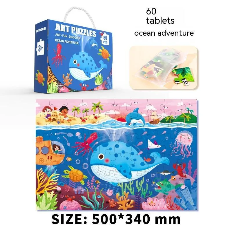 Children's paper puzzle gift box with 100 pieces showing animal world design for ages 4-6