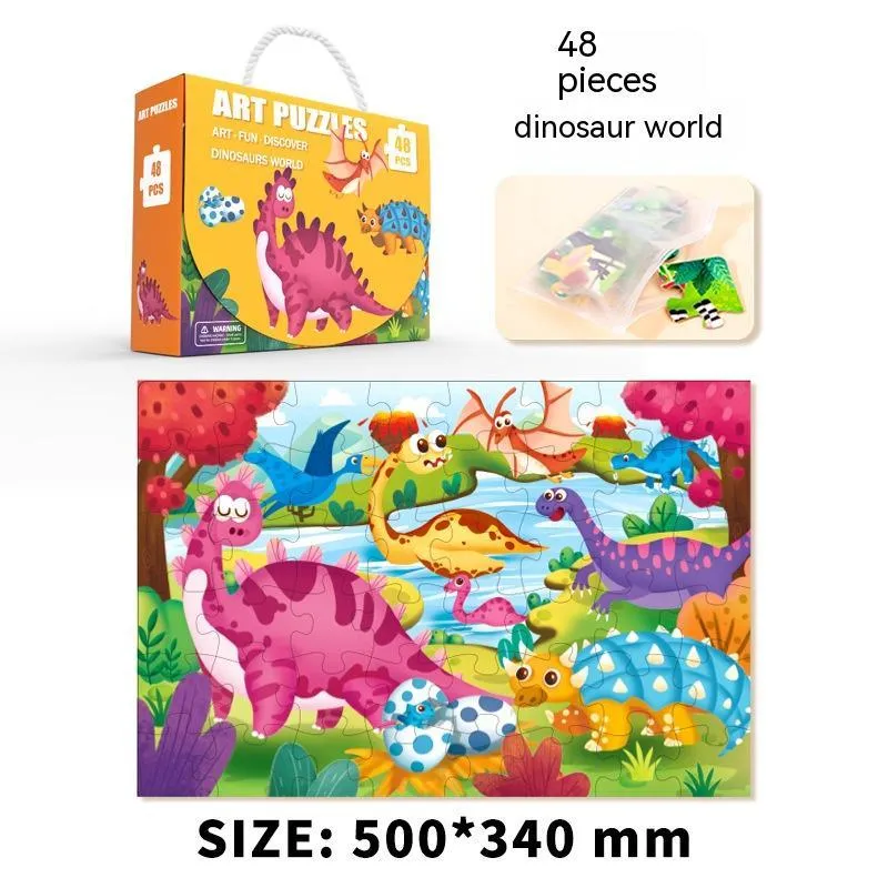Children's paper puzzle gift box with 100 pieces showing animal world design for ages 4-6