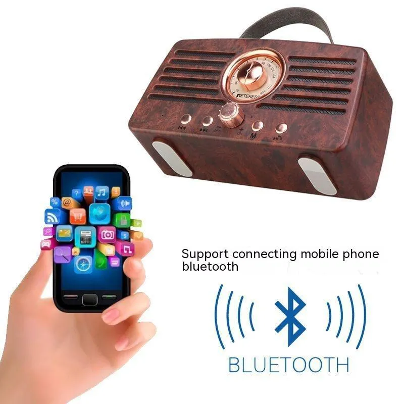 Portable rechargeable stereo dual channel radio with pointer tuning, USB interface, and built-in speaker, 190x95x67mm