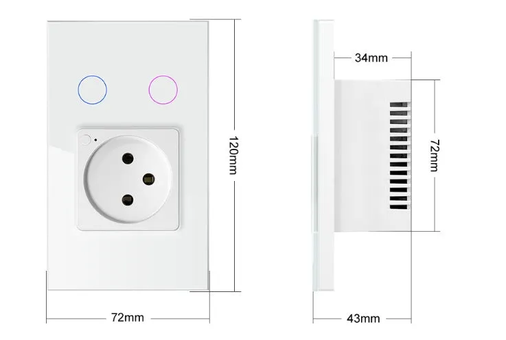Graffiti colour column touch wall socket with blue red status light and voice control