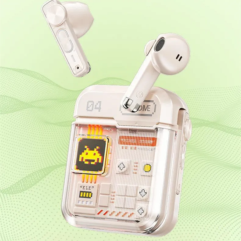 Retro black Bluetooth headset with breathing light and padded ear cups on a white background
