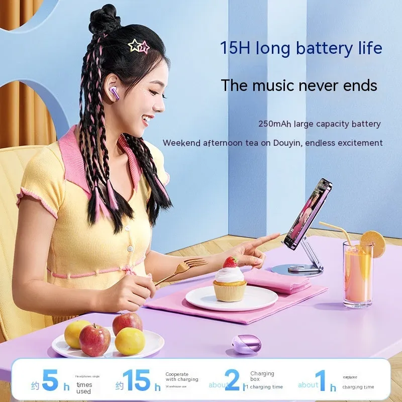 Wireless compact mini Bluetooth headset in pearl white with charging case