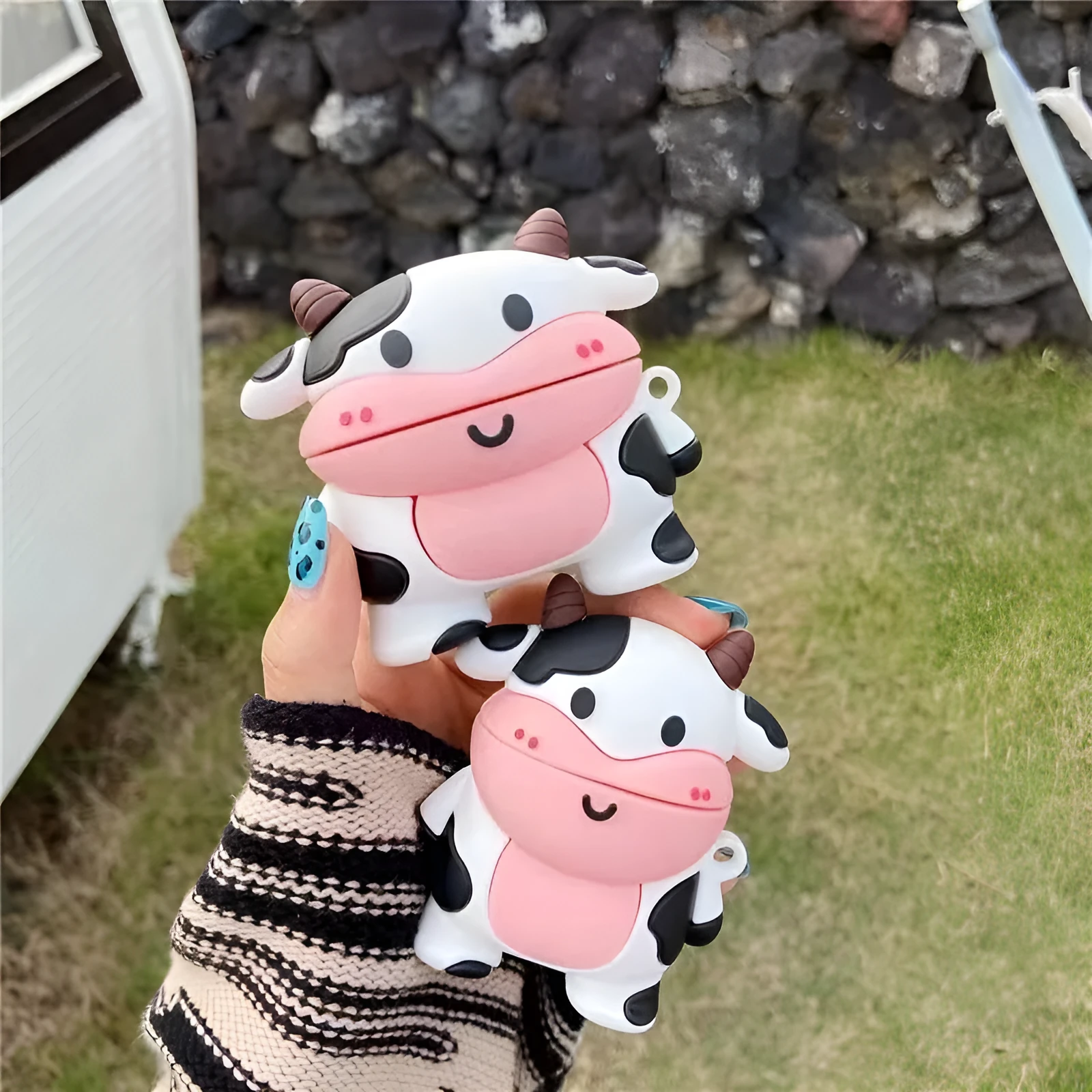 Cute cow cartoon silicone protective case for Apple AirPods charging case