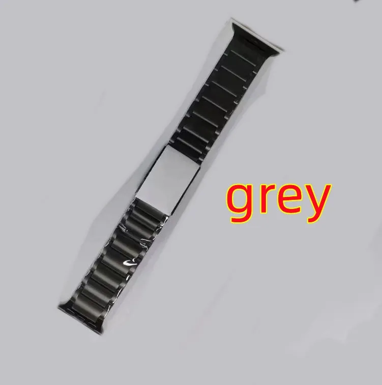 Titanium metal watch strap with turtle buckle for Apple Watch 38 to 49mm case sizes in silver colour