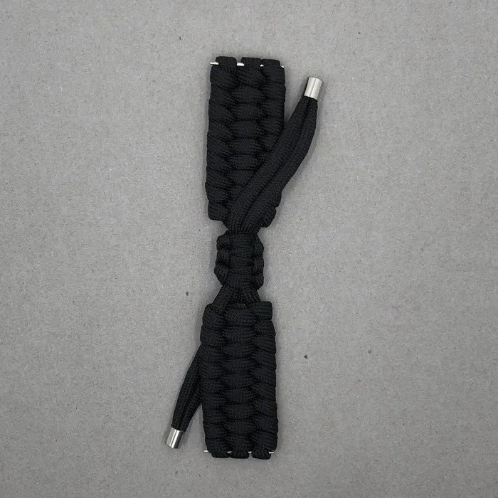 Black paracord braided smartwatch strap with buckle for Apple Watch and Samsung Huawei models.