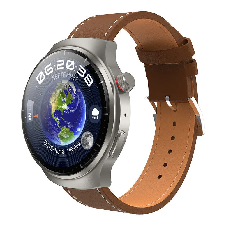 Bluetooth smart watch with blood pressure heart rate camera on black silicone band
