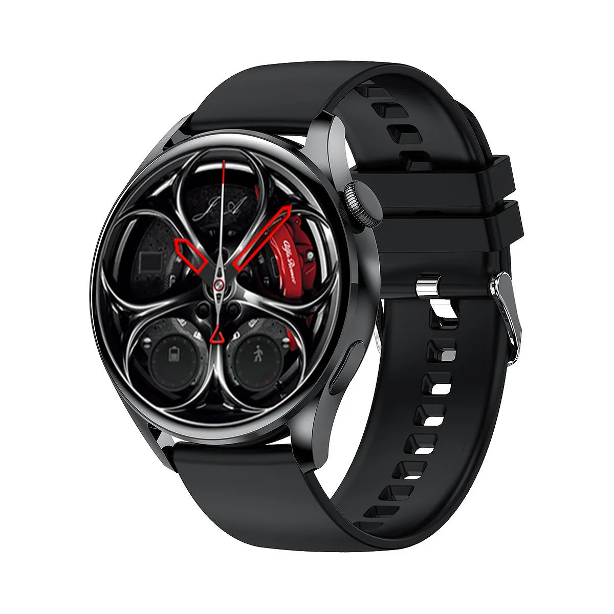 Black smart watch with wireless charger heart rate monitor TFT screen touch button