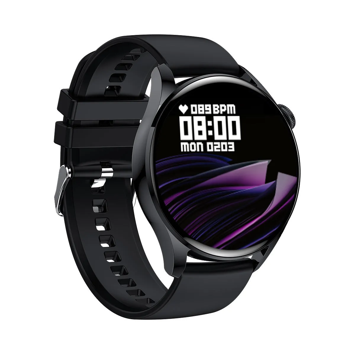 Black smart watch with wireless charger heart rate monitor TFT screen touch button