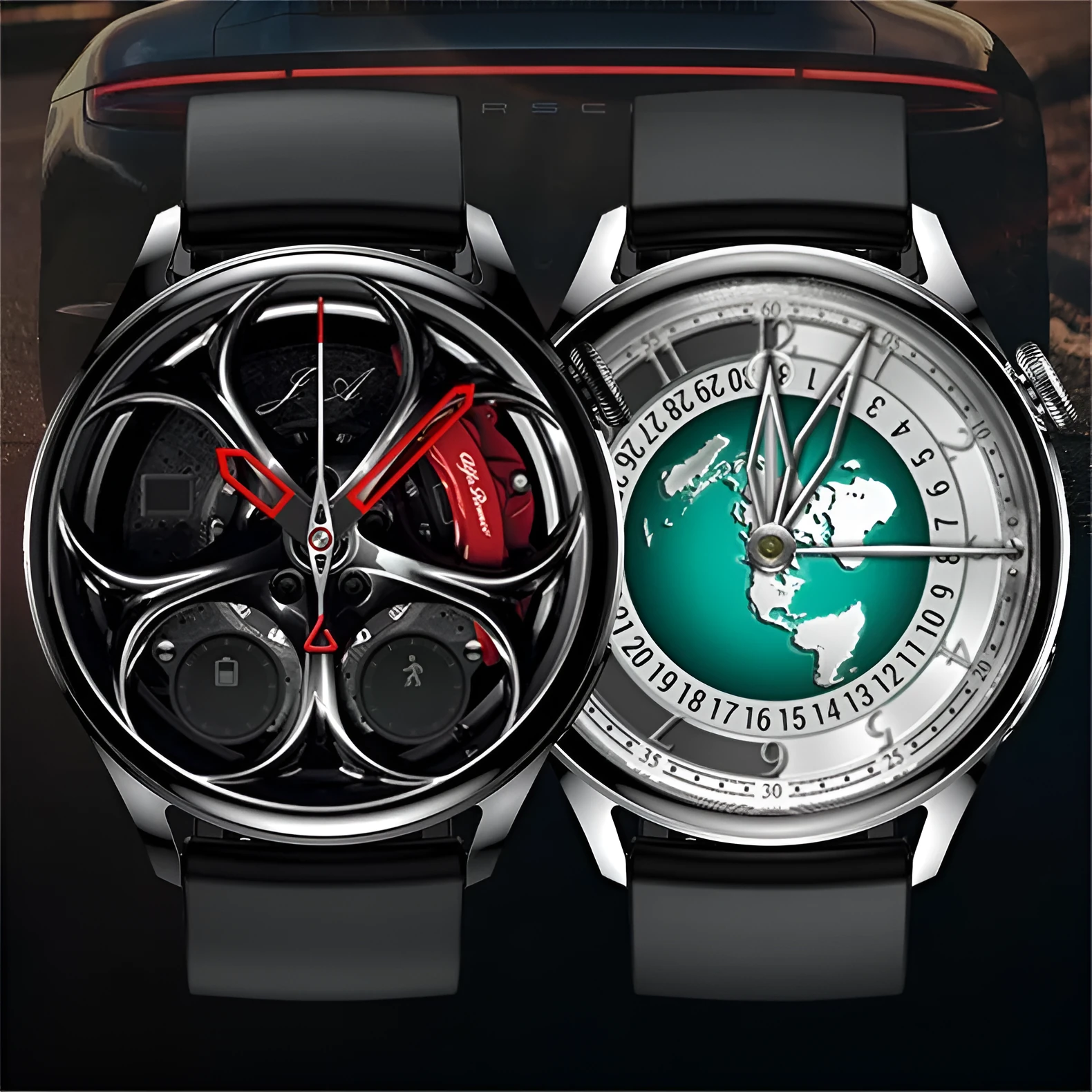 Black smart watch with wireless charger heart rate monitor TFT screen touch button