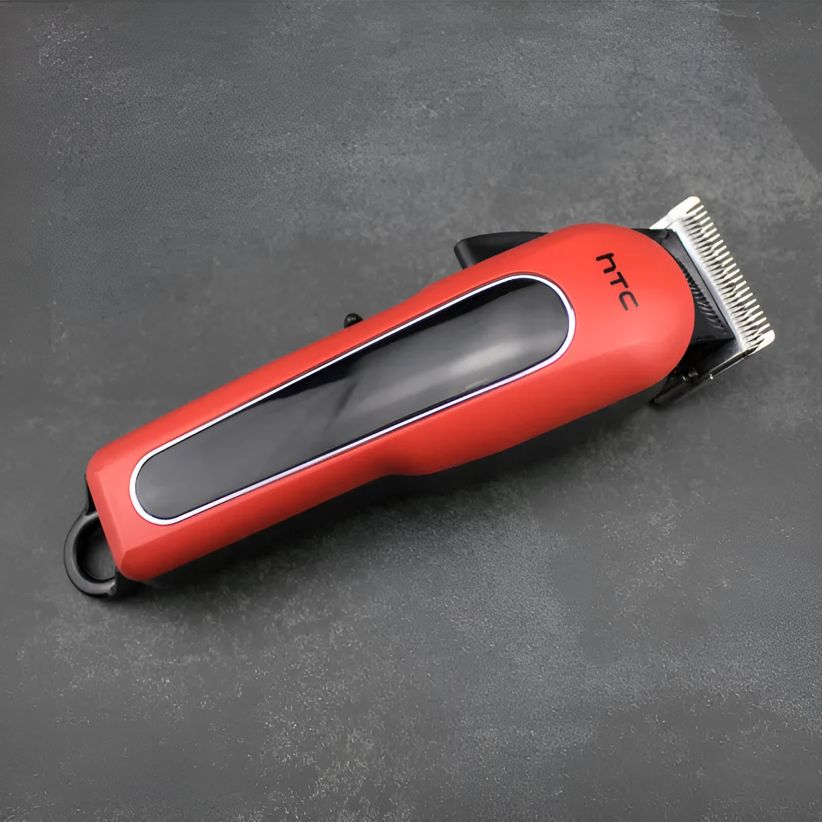 Professional digital electric hair clipper with limiting combs, available in black, red, and white colours.