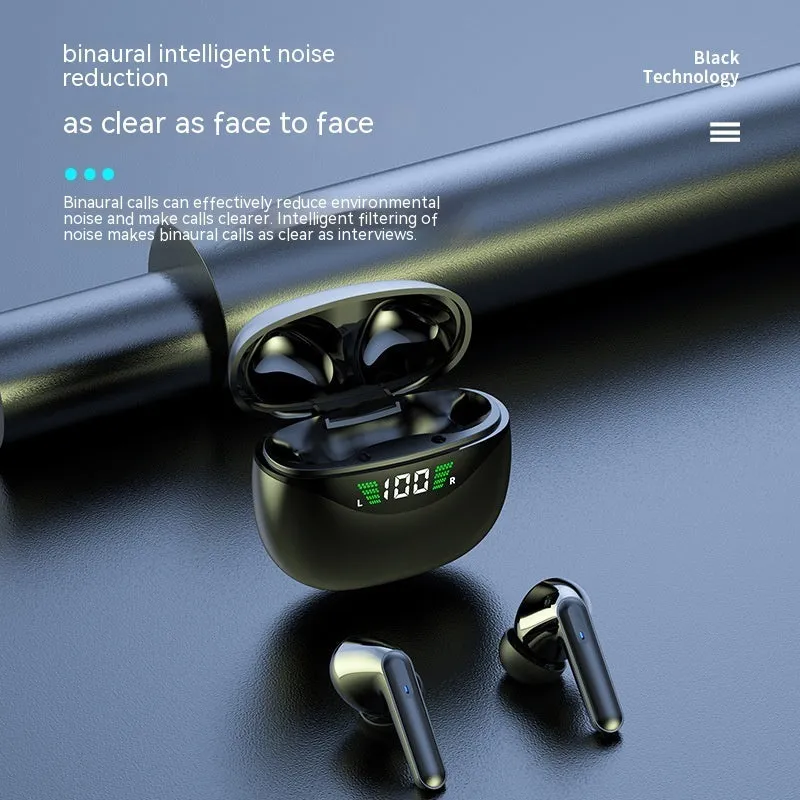 Black wireless Bluetooth earplug headset with PC+ABS body and Jerry chip